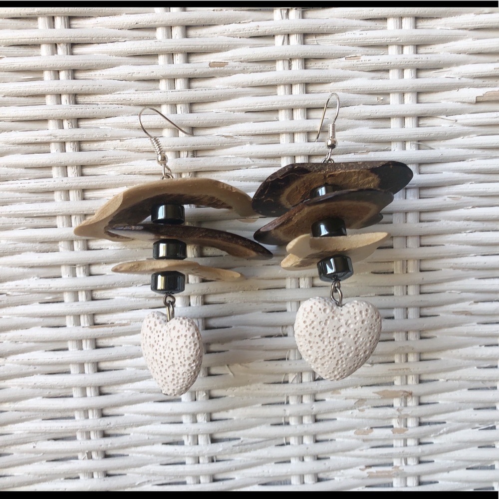 Unique Handmade Coconut Shell and Lava Rock Heart
